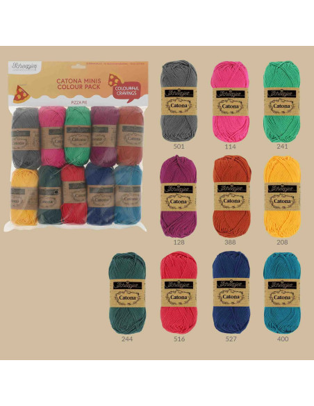 Sachet de 10 pelotes Scheepjes Catona Colour Pack - Pizza pie