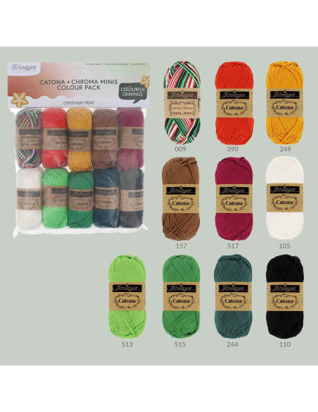 Sachet de 10 pelotes Scheepjes Catona Colour Pack - Christmas