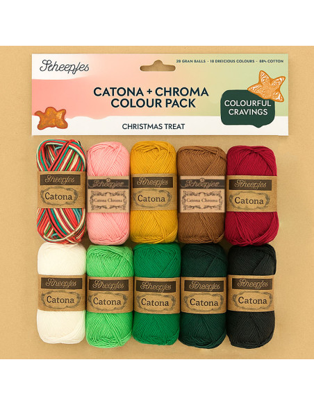 Zakje met 10 bollen Scheepjes Catona Colour Pack - Kerstmis