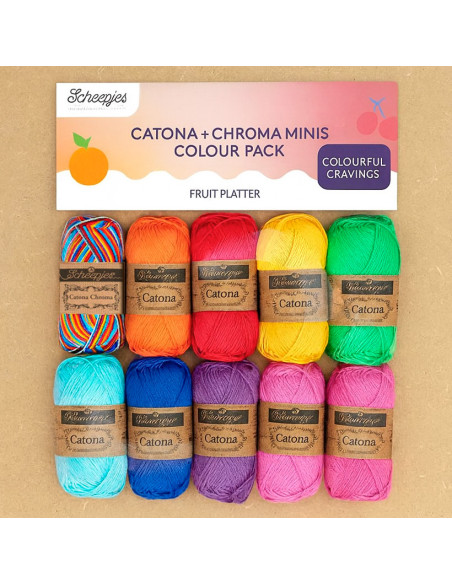 Zakje met 10 bollen Scheepjes Catona Colour Pack - Fruit Platter