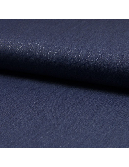 Chambray lurex stof - Blauw