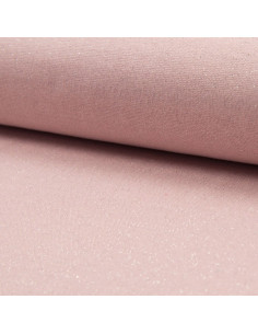 Jersey boordstof lurex - Roze lurex zilver