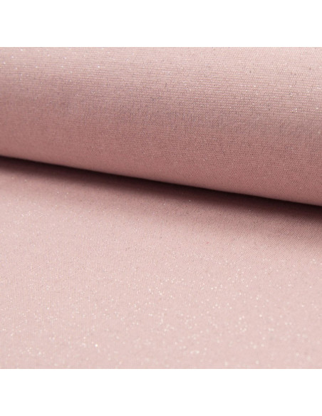 Jersey boordstof lurex - Roze lurex zilver