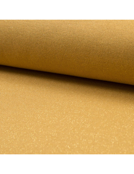 Jersey boordstof lurex - Oker lurex goud