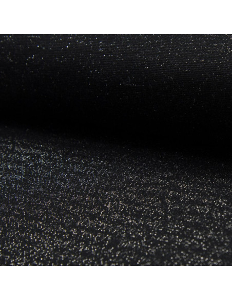 Jersey boordstof lurex - Zwart zilver lurex