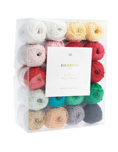 Doos met 20 bollen Ricorumi katoen - Just Bees + Fruits + Flowers
