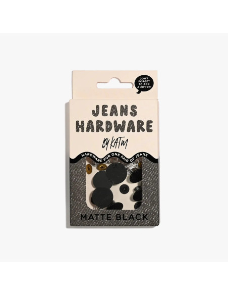 Jeans knopen en klinknagels set - Mat zwart
