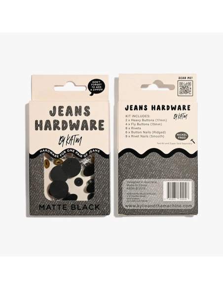 Jeans knopen en klinknagels set - Mat zwart