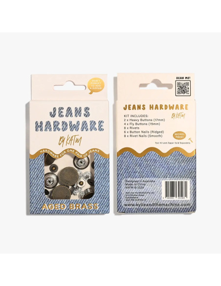 Jeans knopen en klinknagels set - Messing