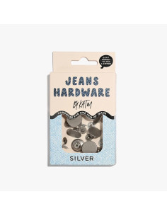 Jeans knopen en klinknagels set - Zilver 2