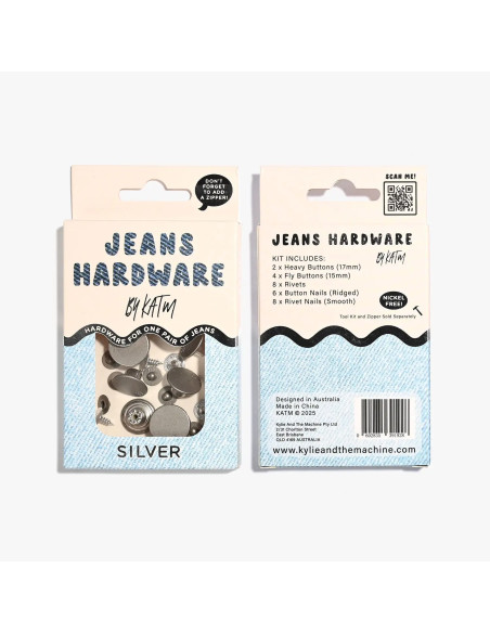 Jeans knopen en klinknagels set - Zilver