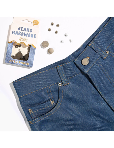 Jeans knopen en klinknagels set - Messing