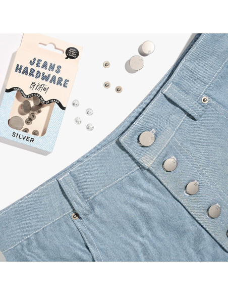 Jeans knopen en klinknagels set - Zilver