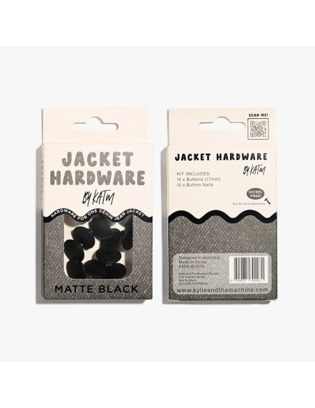 Jeans knopen set voor jassen - Mat zwart
