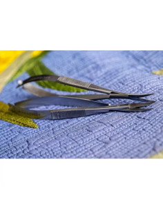 Microgetande gebogen punt pincetschaar 12 cm Apliquick 2
