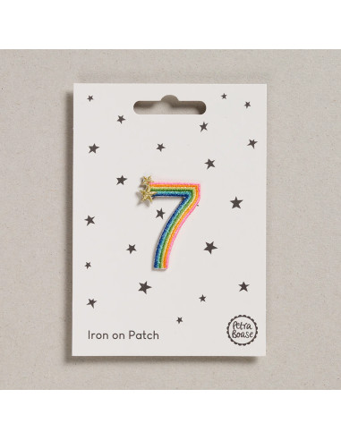 Strijkembleem - Regenboogcijfer 7