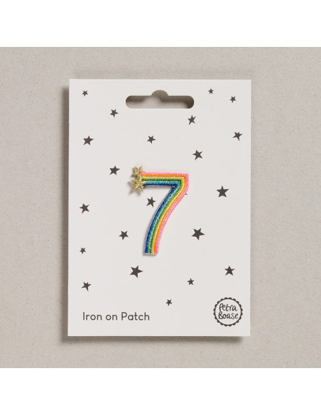 Strijkembleem - Regenboogcijfer 7