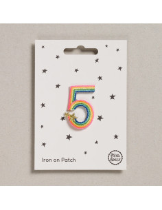 Strijkpatch - Regenboogcijfer 5