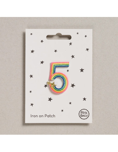 Strijkpatch - Regenboogcijfer 5