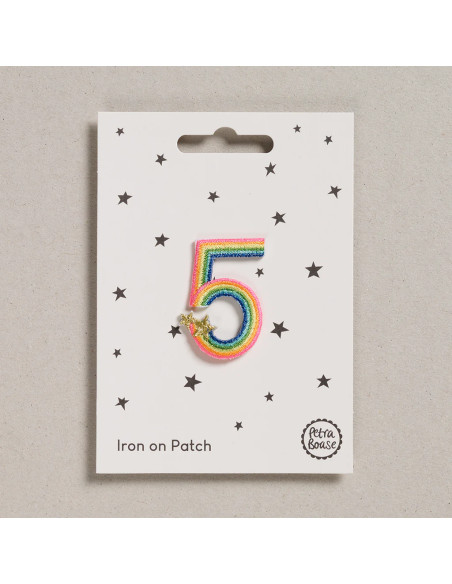 Strijkpatch - Regenboogcijfer 5