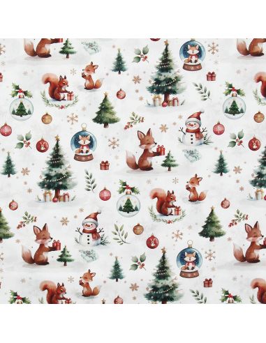 Katoenen popeline stof - Dounoël wit en groen