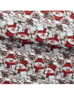 Katoenen popeline stof - Marshmallow grijs en wit