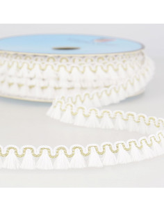 Lurex franjes galon 12 mm - Wit