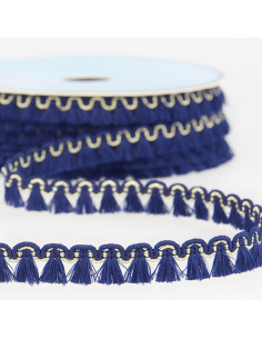 Lurex franjes galon 12 mm - Marineblauw