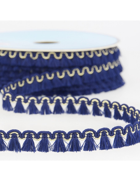 Lurex franjes galon 12 mm - Marineblauw