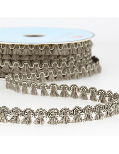 Lurex franjes galon 12 mm - Grijs