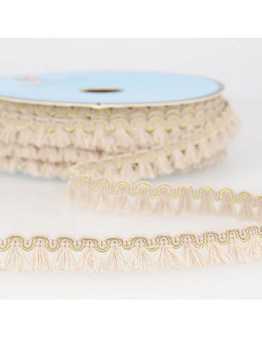 Lurex franjes galon 12 mm - Lichtbeige