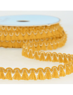 Lurex franjes galon 12 mm - Mosterdkleurig