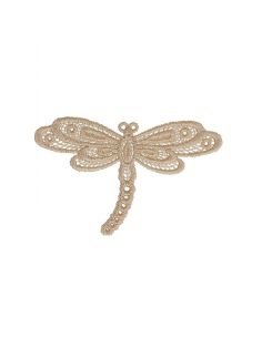 Strijkembleem libelle kant - Beige