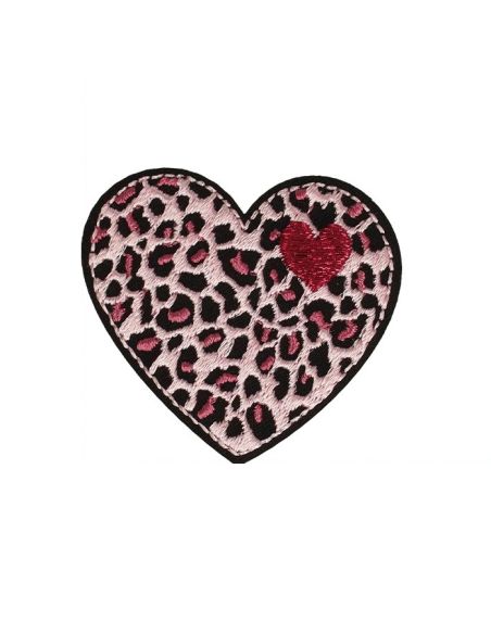 Strijkembleem hart - Pink Panther