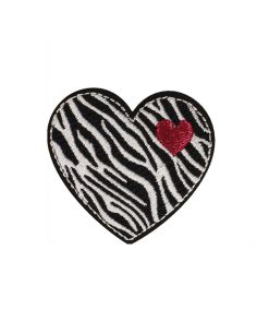 Strijkembleem hart - Zebra