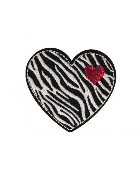 Strijkembleem hart - Zebra