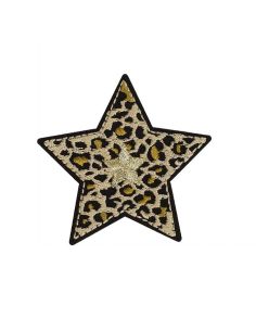 Strijkembleem ster - Beige panter