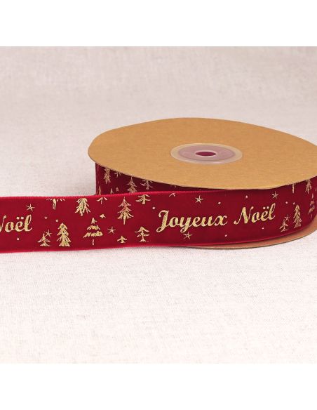 Fluwelen lint vrolijk kerstfeest - Rood
