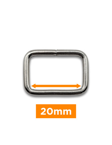 Rechthoekige gesp - Zilver 20 mm
