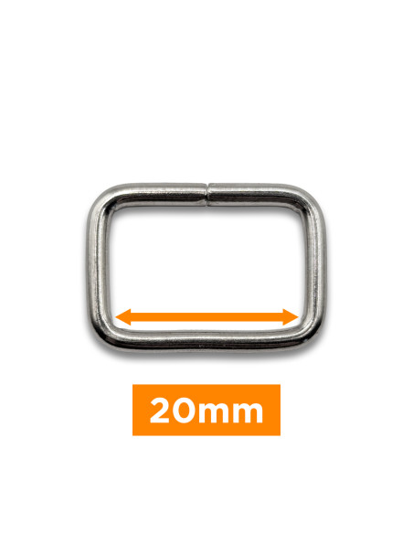 Rechthoekige gesp - Zilver 20 mm