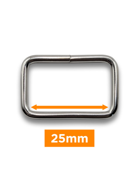 Rechthoekige gesp - Zilver 25 mm