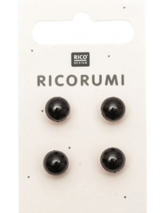 Kaart met 4 ogen 8,5 mm zwart Ricorumi