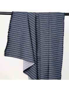Denim Stof Brede Strepen Middenblauw - Atelier Brunette
