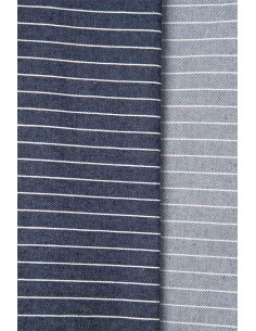 Denim Stof Brede Strepen Middenblauw - Atelier Brunette 2