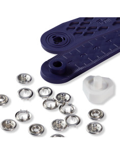 Doos met 10 nikkel jersey drukknoopjes met gereedschap 8 mm 2