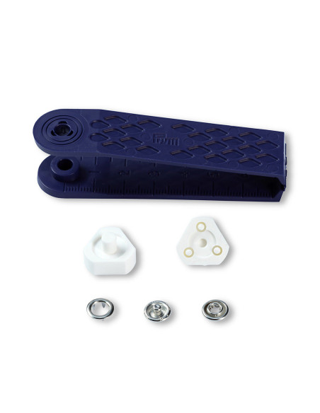 Doos met 10 nikkel jersey drukknoopjes met gereedschap 8 mm