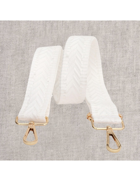 Chevron tasriem met karabijnhaken - Wit