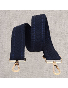 Chevron tasriem met musketons - Marineblauw