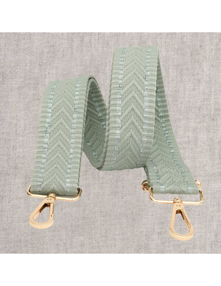 Chevron tasriem met karabijnhaken - Salie
