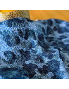Vlamviscose stof Denim Luipaard - My Dress Made